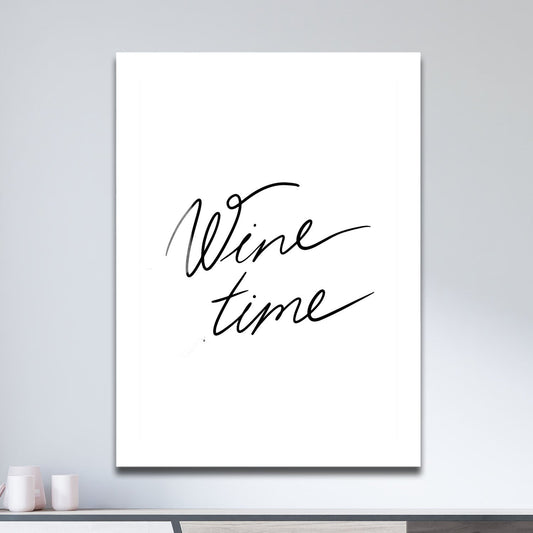 Wes Co Gallery Metal Poster Wine Time Script 11" x 17" Home Goods - Coffee White border only Metal Art Print