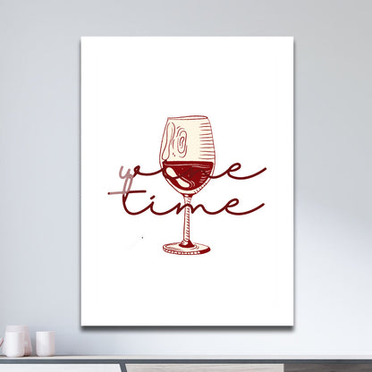 Wes Co Gallery Metal Poster Wine Glass Time 11" x 17" Home Goods - Coffee White border only Metal Art Print