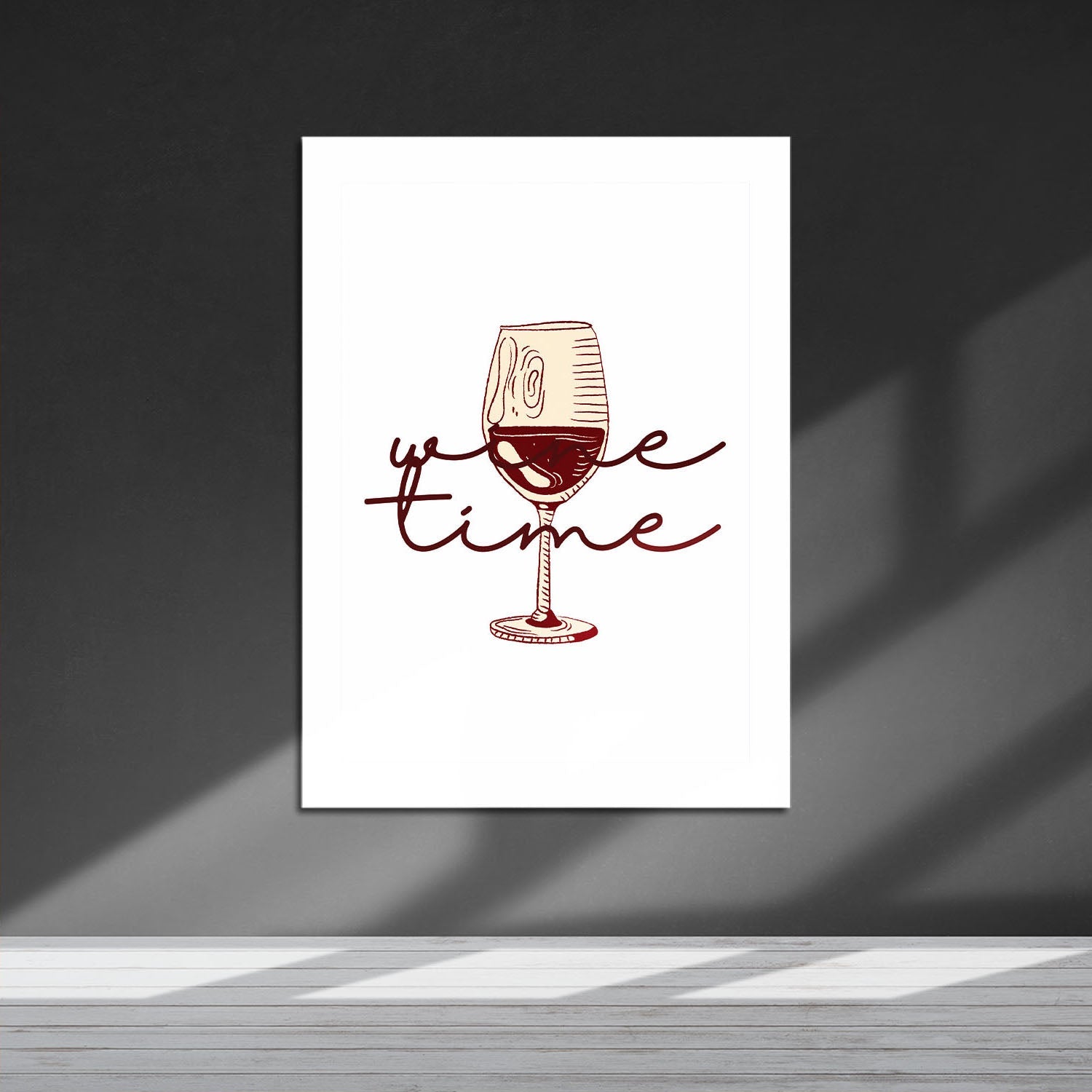 Wes Co Gallery Metal Poster Wine Glass Time 16" x 24" Home Goods - Coffee White border only Metal Art Print