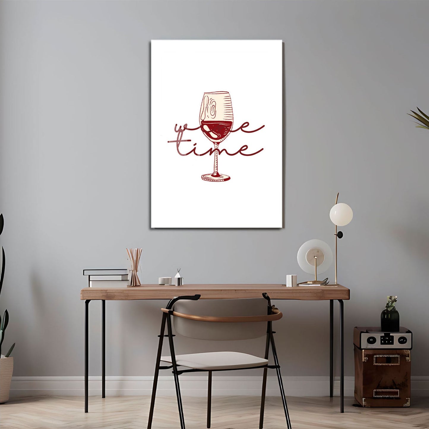 Wes Co Gallery Metal Poster Wine Glass Time 24" x 36" Home Goods - Coffee White border only Metal Art Print