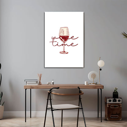 Wes Co Gallery Metal Poster Wine Glass Time 24" x 36" Home Goods - Coffee White border only Metal Art Print