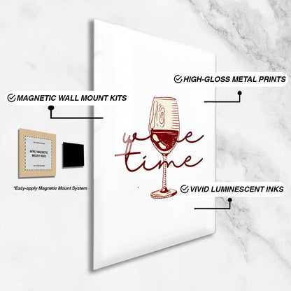 Wes Co Gallery Metal Poster Wine Glass Time 24" x 36" Home Goods - Coffee White border only Metal Art Print