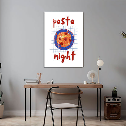 Wes Co Gallery Metal Poster Pasta Night Red 24" x 36" Home Goods - Coffee White border only Metal Art Print