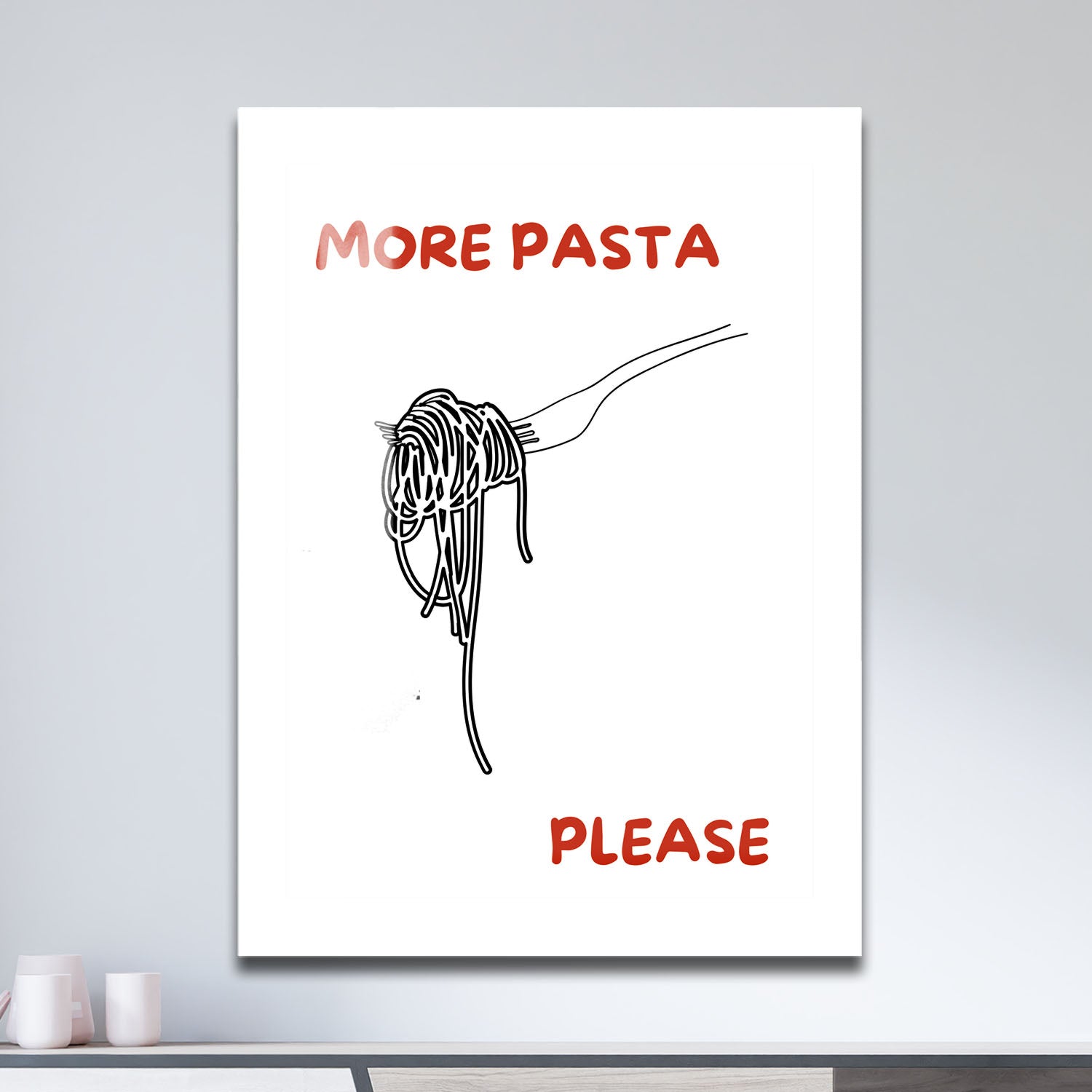 Wes Co Gallery Metal Poster More Pasta Please 11" x 17" Home Goods - Coffee White border only Metal Art Print