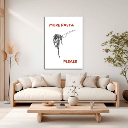 Wes Co Gallery Metal Poster More Pasta Please 16" x 24" Home Goods - Coffee White border only Metal Art Print