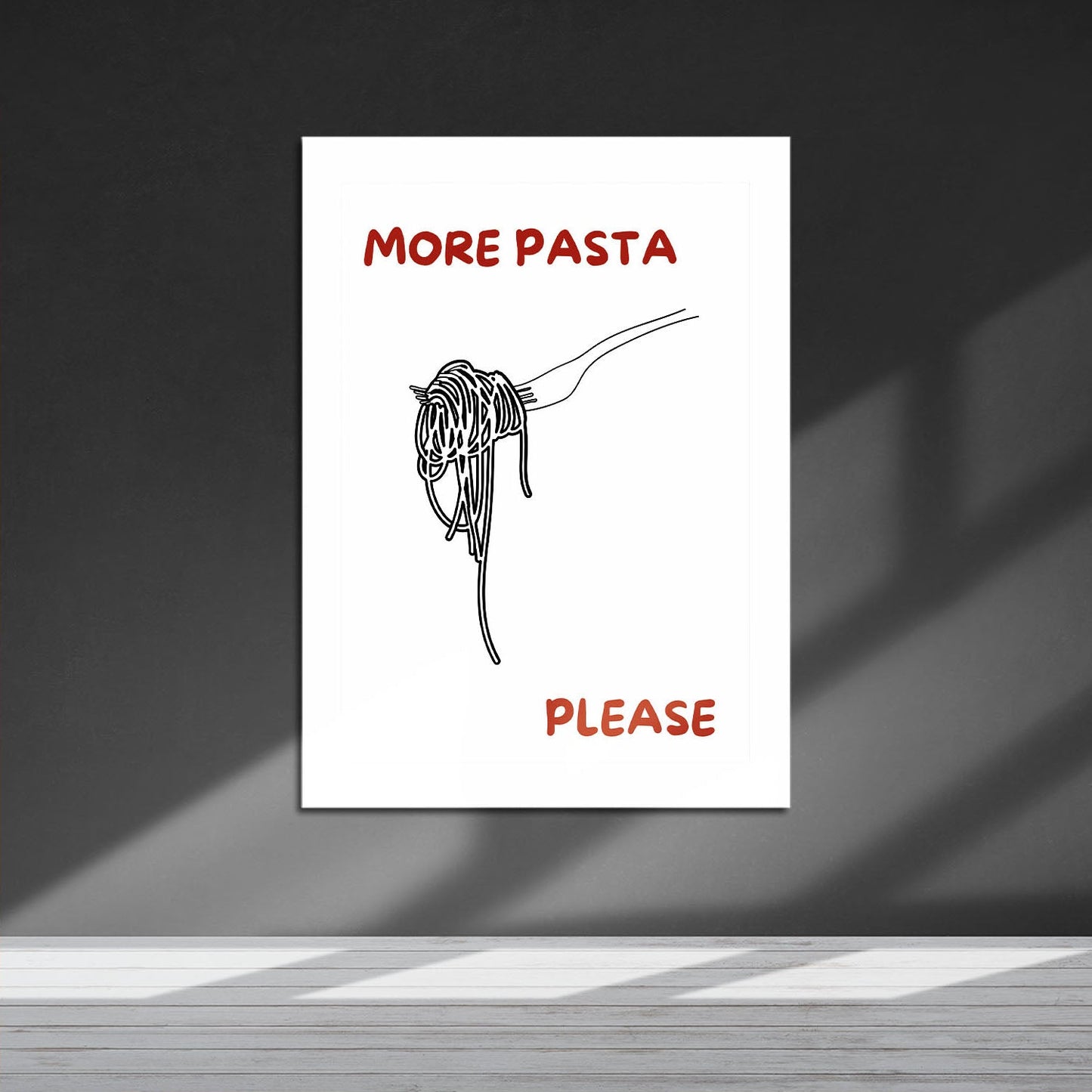 Wes Co Gallery Metal Poster More Pasta Please 16" x 24" Home Goods - Coffee White border only Metal Art Print