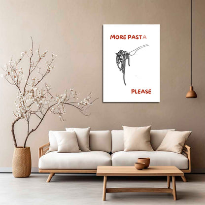 Wes Co Gallery Metal Poster More Pasta Please 5" x 7" Home Goods - Coffee White border only Metal Art Print