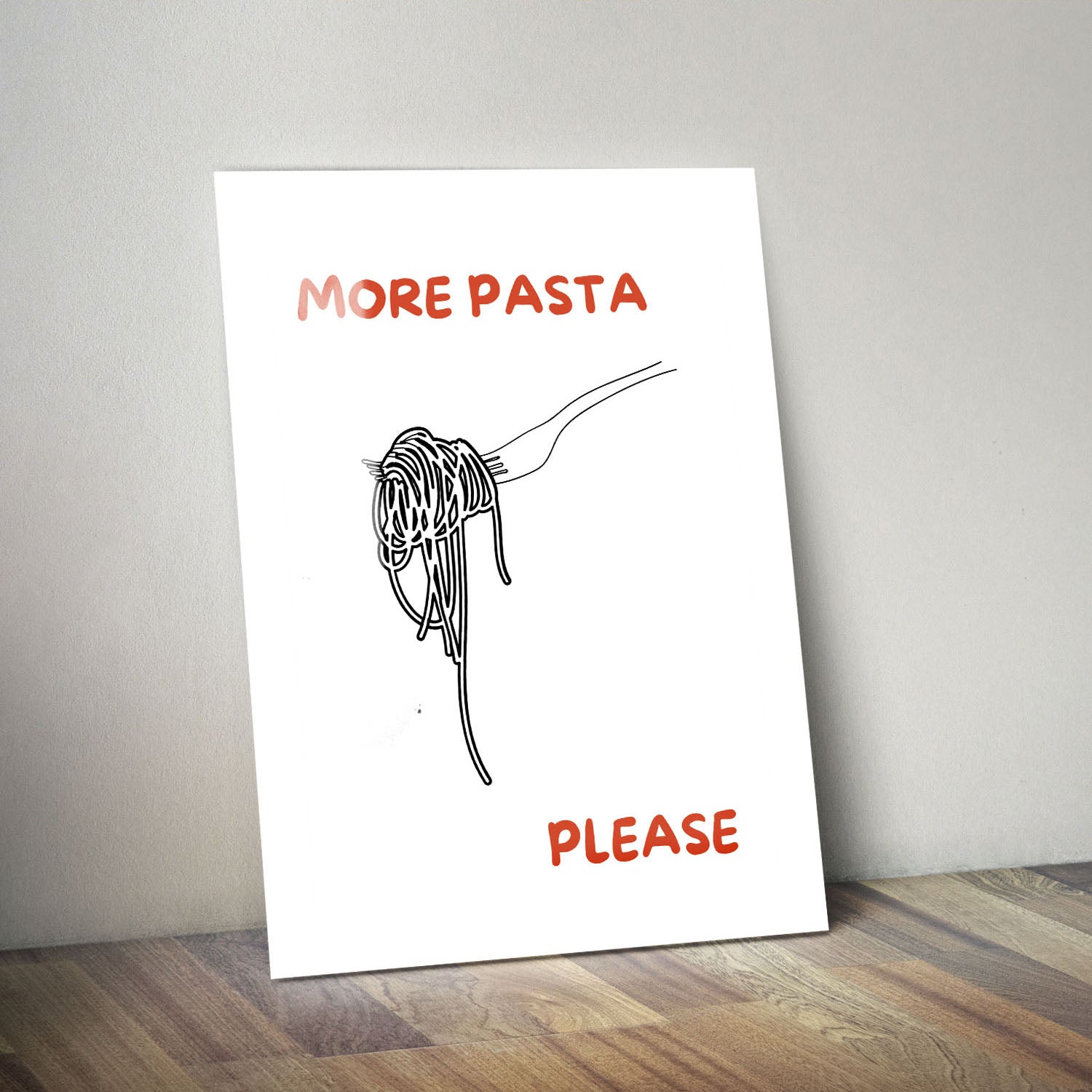 Wes Co Gallery Metal Poster More Pasta Please 11" x 14" Home Goods - Coffee White border only Metal Art Print