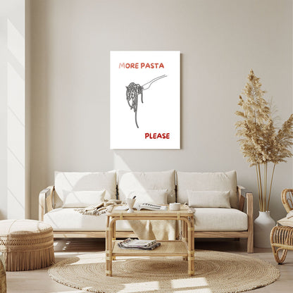 Wes Co Gallery Metal Poster More Pasta Please 11" x 14" Home Goods - Coffee White border only Metal Art Print