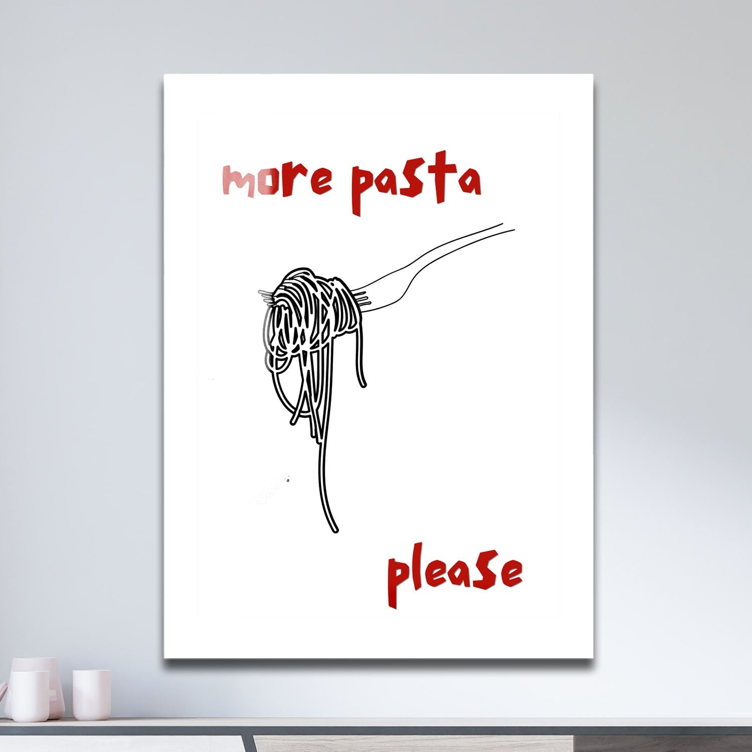 Wes Co Gallery Metal Poster Playful Pasta Request 11" x 17" Home Goods - Coffee White border only Metal Art Print