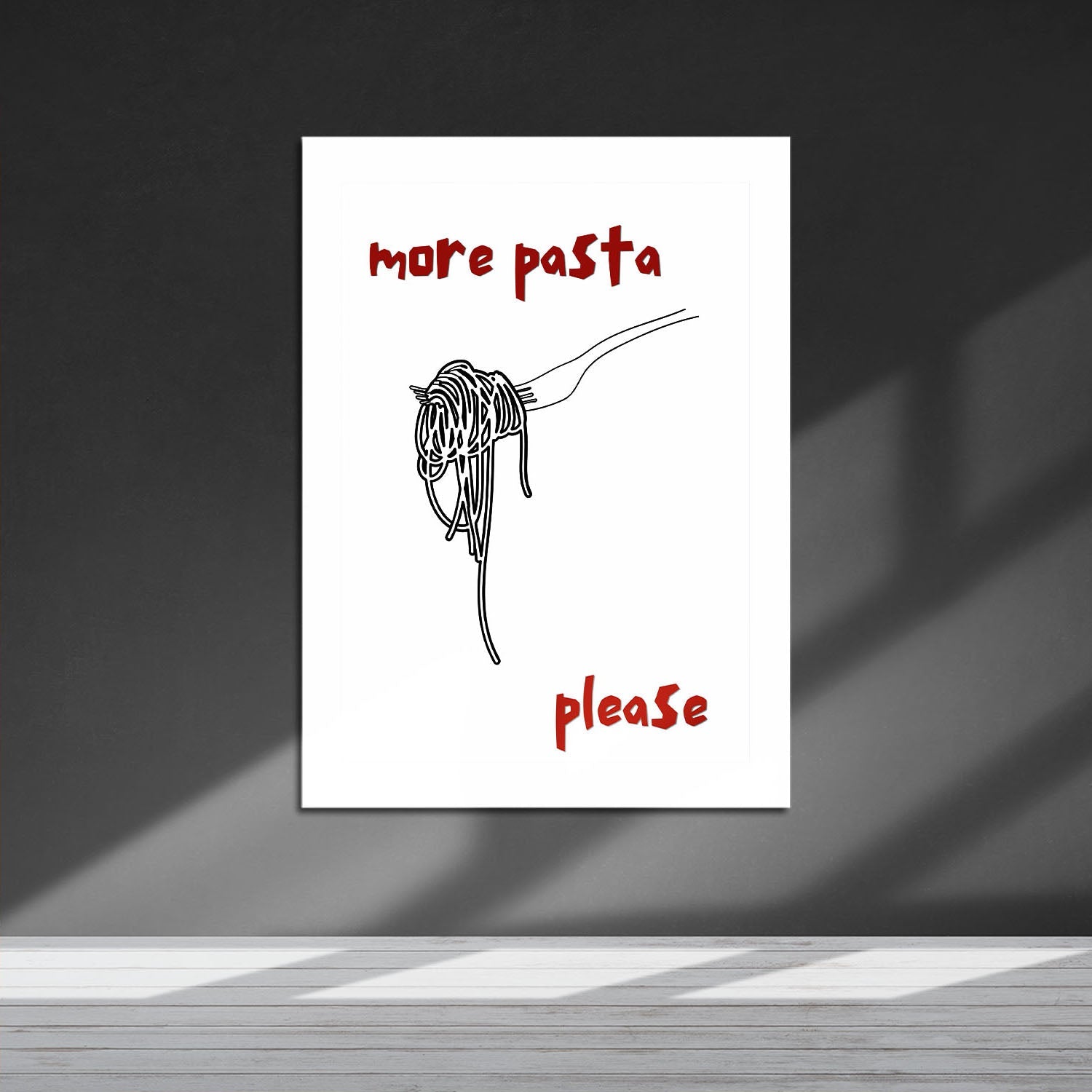 Wes Co Gallery Metal Poster Playful Pasta Request 16" x 24" Home Goods - Coffee White border only Metal Art Print