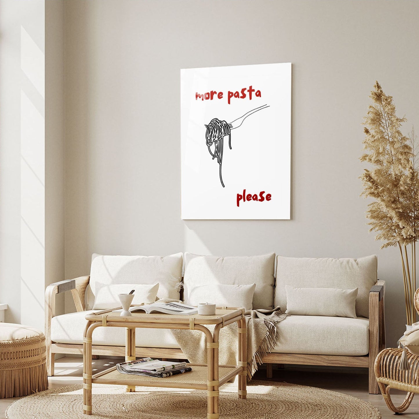 Wes Co Gallery Metal Poster Playful Pasta Request 5" x 7" Home Goods - Coffee White border only Metal Art Print