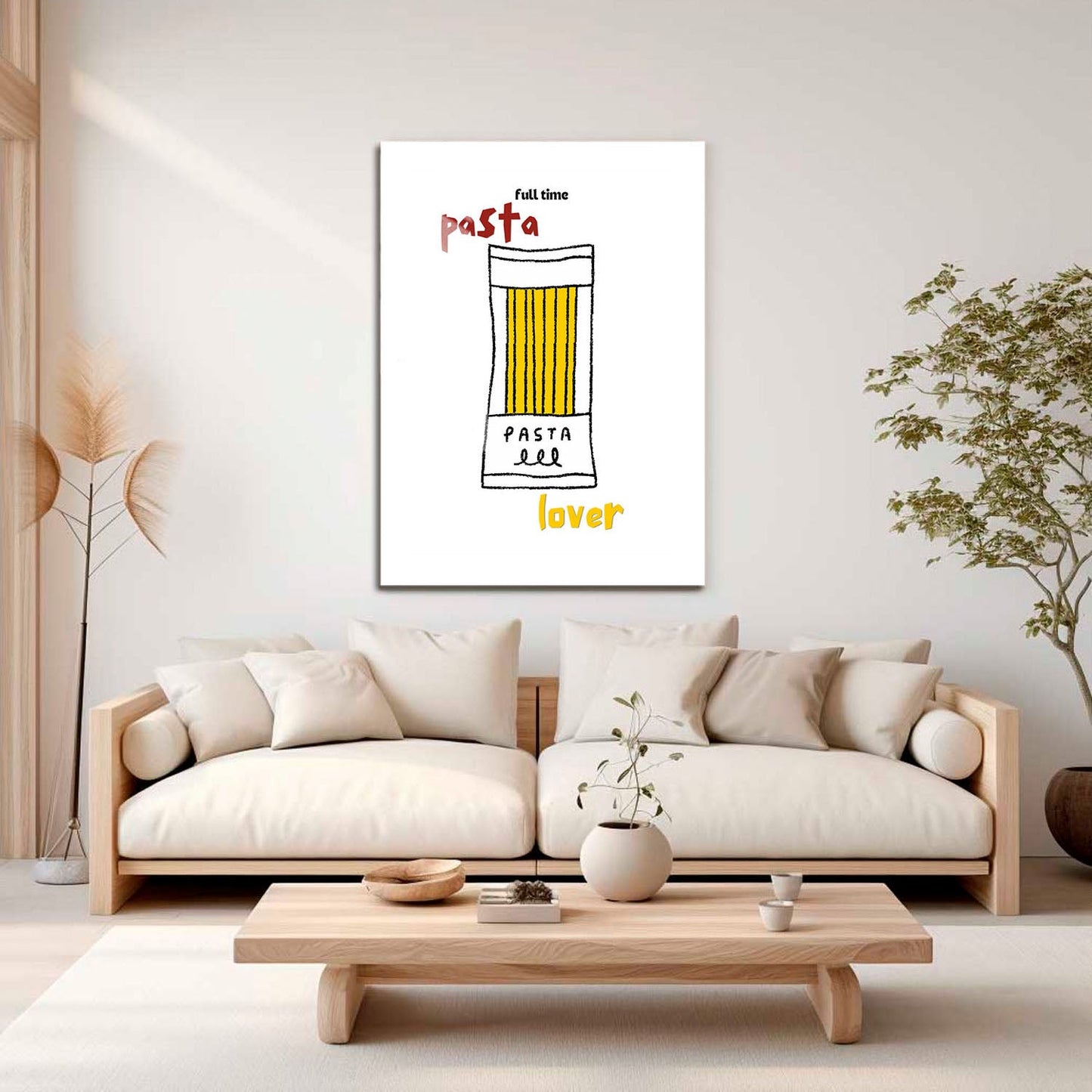 Wes Co Gallery Metal Poster Full Time Pasta Lover 16" x 24" Home Goods - Coffee White border only Metal Art Print