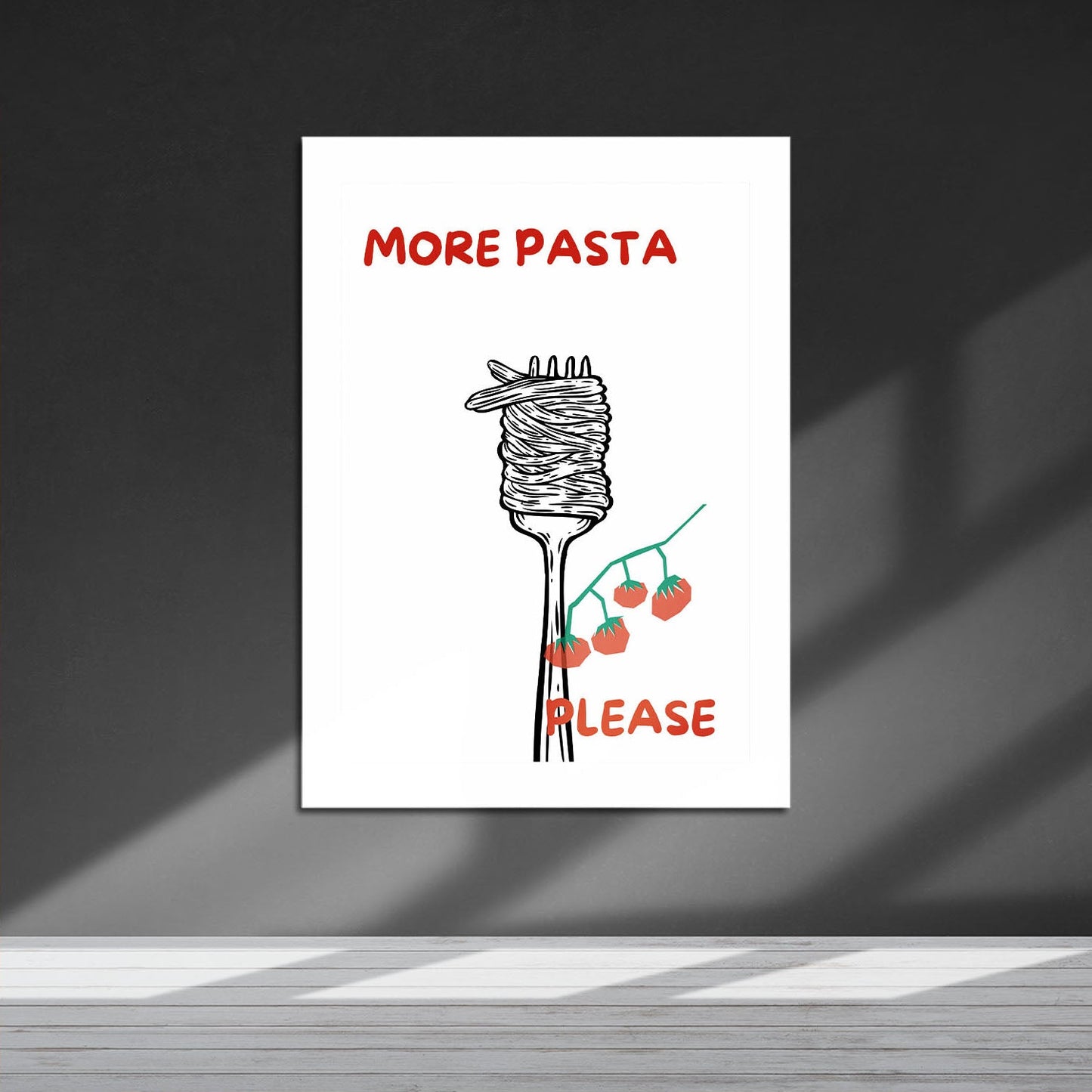 Wes Co Gallery Metal Poster Pasta Enthusiasm 16" x 24" Home Goods - Coffee White border only Metal Art Print