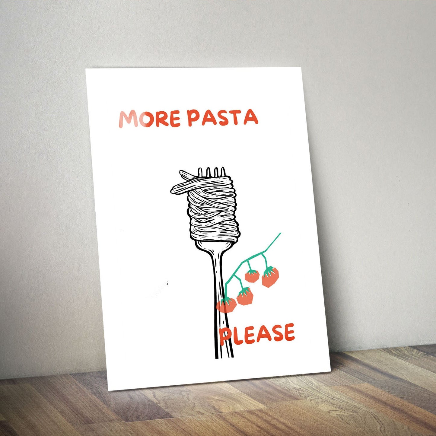 Wes Co Gallery Metal Poster Pasta Enthusiasm 11" x 14" Home Goods - Coffee White border only Metal Art Print