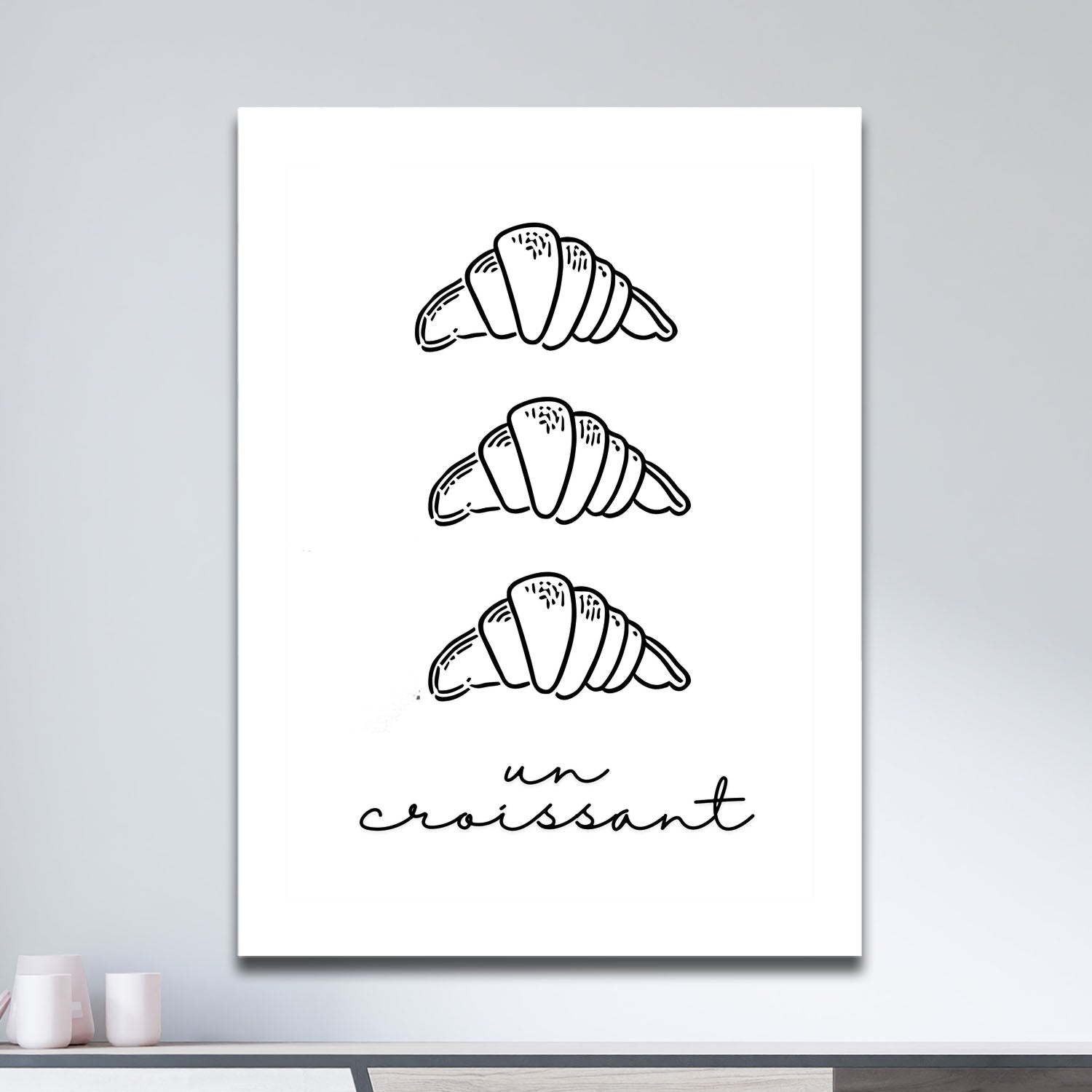 Wes Co Gallery Metal Poster Croissant Trio 11" x 17" Home Goods - Coffee White border only Metal Art Print