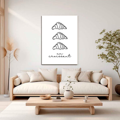 Wes Co Gallery Metal Poster Croissant Trio 16" x 24" Home Goods - Coffee White border only Metal Art Print