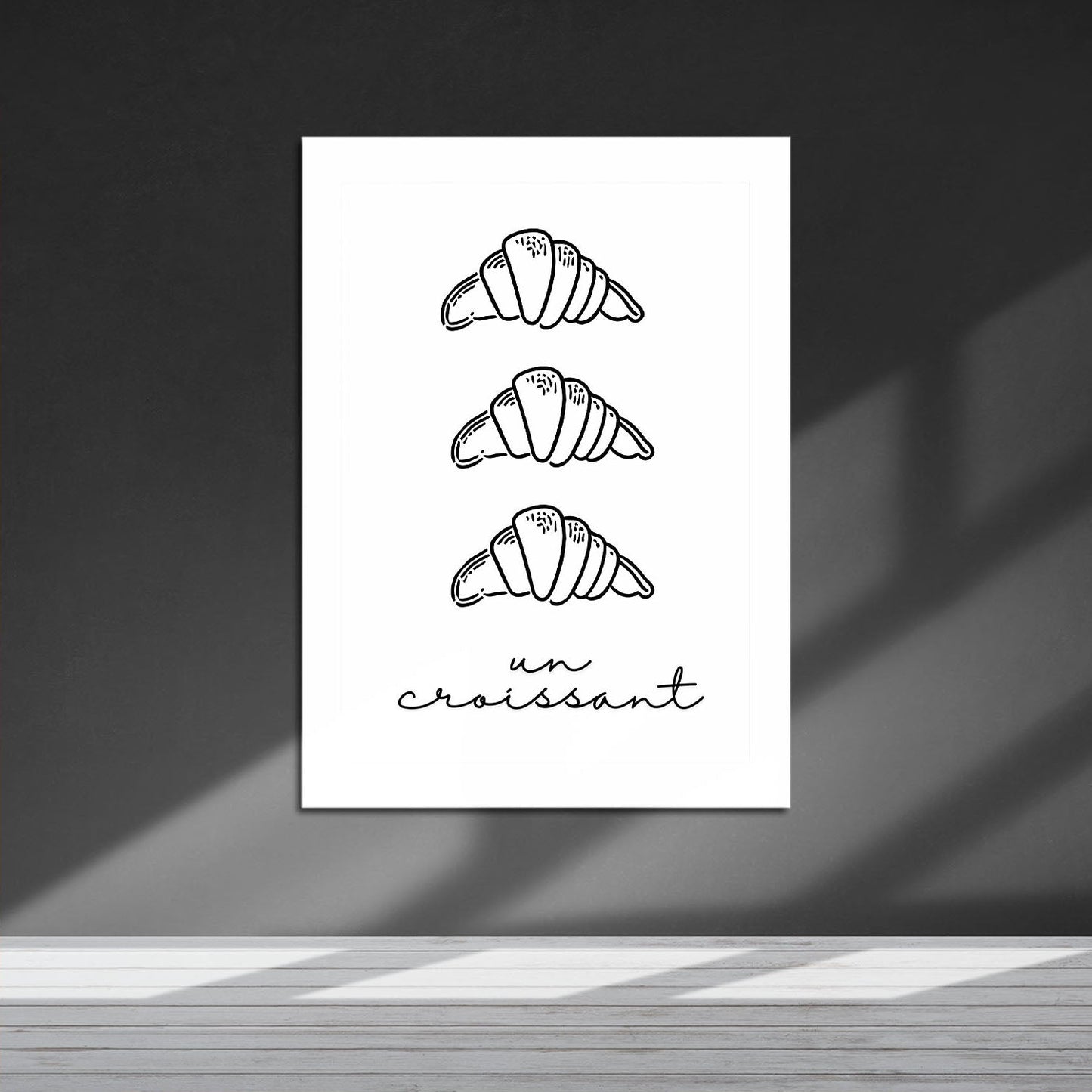 Wes Co Gallery Metal Poster Croissant Trio 16" x 24" Home Goods - Coffee White border only Metal Art Print