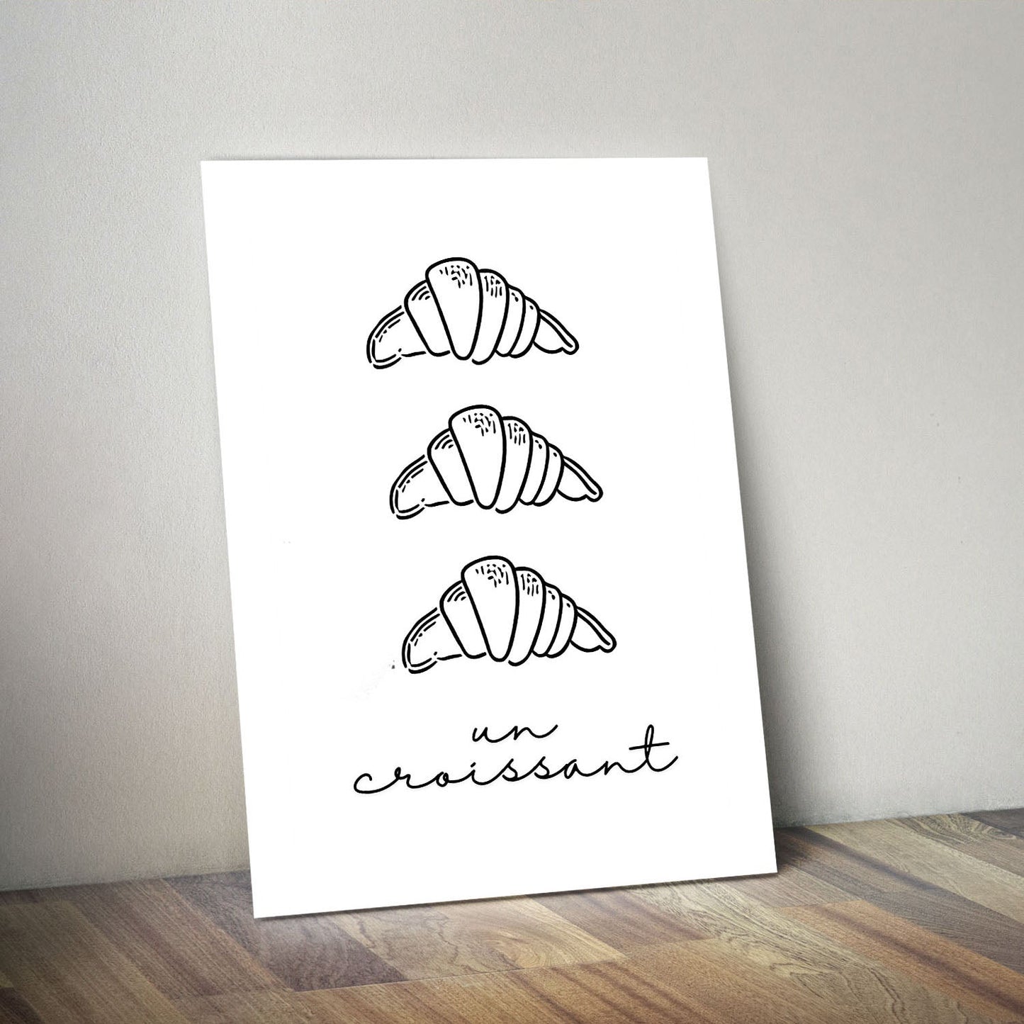 Wes Co Gallery Metal Poster Croissant Trio 11" x 14" Home Goods - Coffee White border only Metal Art Print