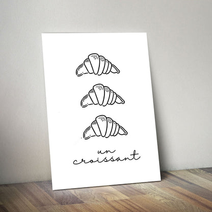 Wes Co Gallery Metal Poster Croissant Trio 11" x 14" Home Goods - Coffee White border only Metal Art Print