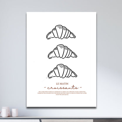 Wes Co Gallery Metal Poster Le Matin Croissants 11" x 17" Home Goods - Coffee White border only Metal Art Print