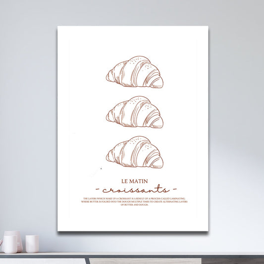 Wes Co Gallery Metal Poster Morning Croissants 11" x 17" Home Goods - Coffee White border only Metal Art Print