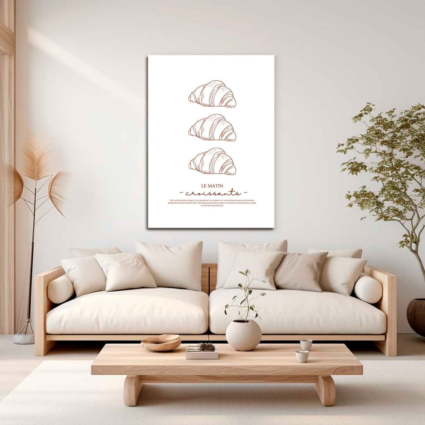 Wes Co Gallery Metal Poster Morning Croissants 16" x 24" Home Goods - Coffee White border only Metal Art Print