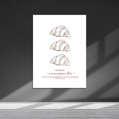 Wes Co Gallery Metal Poster Morning Croissants 16" x 24" Home Goods - Coffee White border only Metal Art Print