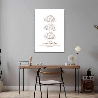 Wes Co Gallery Metal Poster Morning Croissants 24" x 36" Home Goods - Coffee White border only Metal Art Print