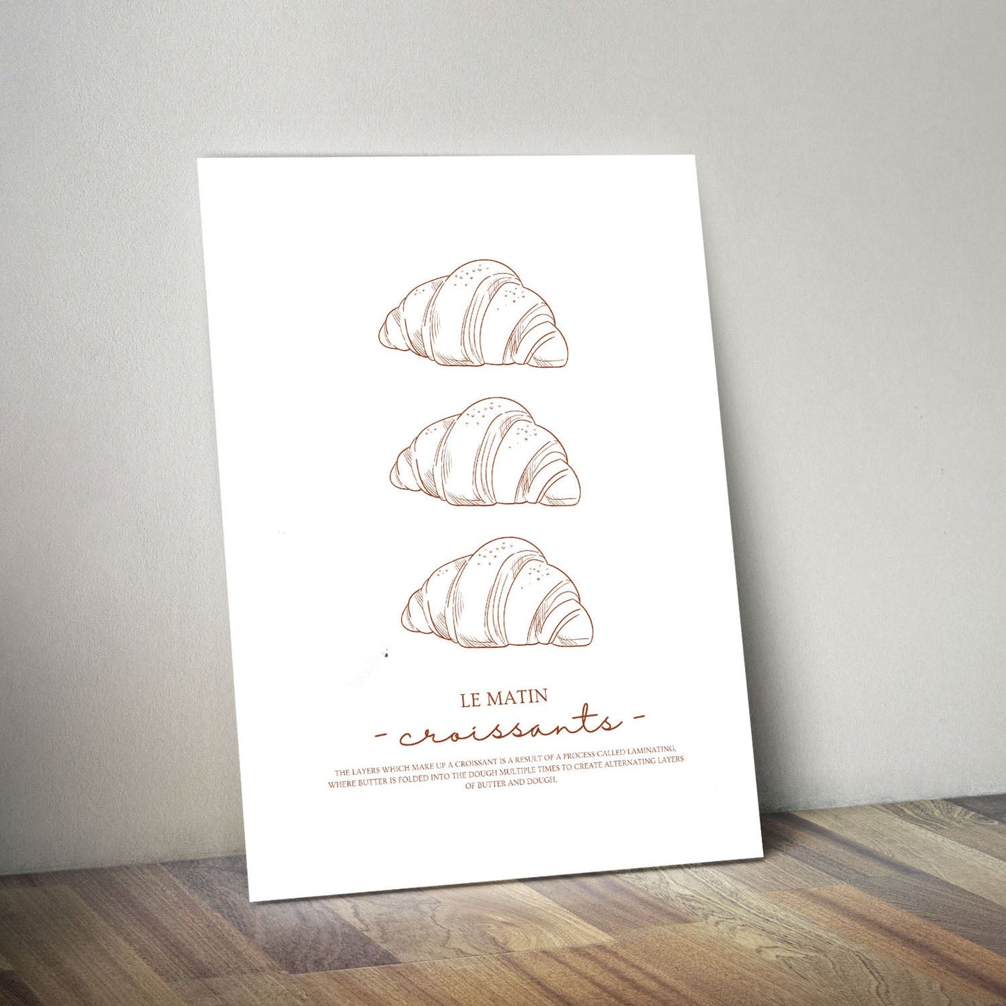 Wes Co Gallery Metal Poster Morning Croissants 11" x 14" Home Goods - Coffee White border only Metal Art Print