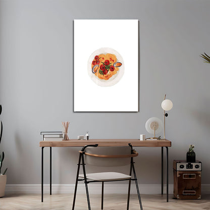 Wes Co Gallery Metal Poster Gourmet Delight Pasta Plate 24" x 36" Home Goods - Coffee White border only Metal Art Print