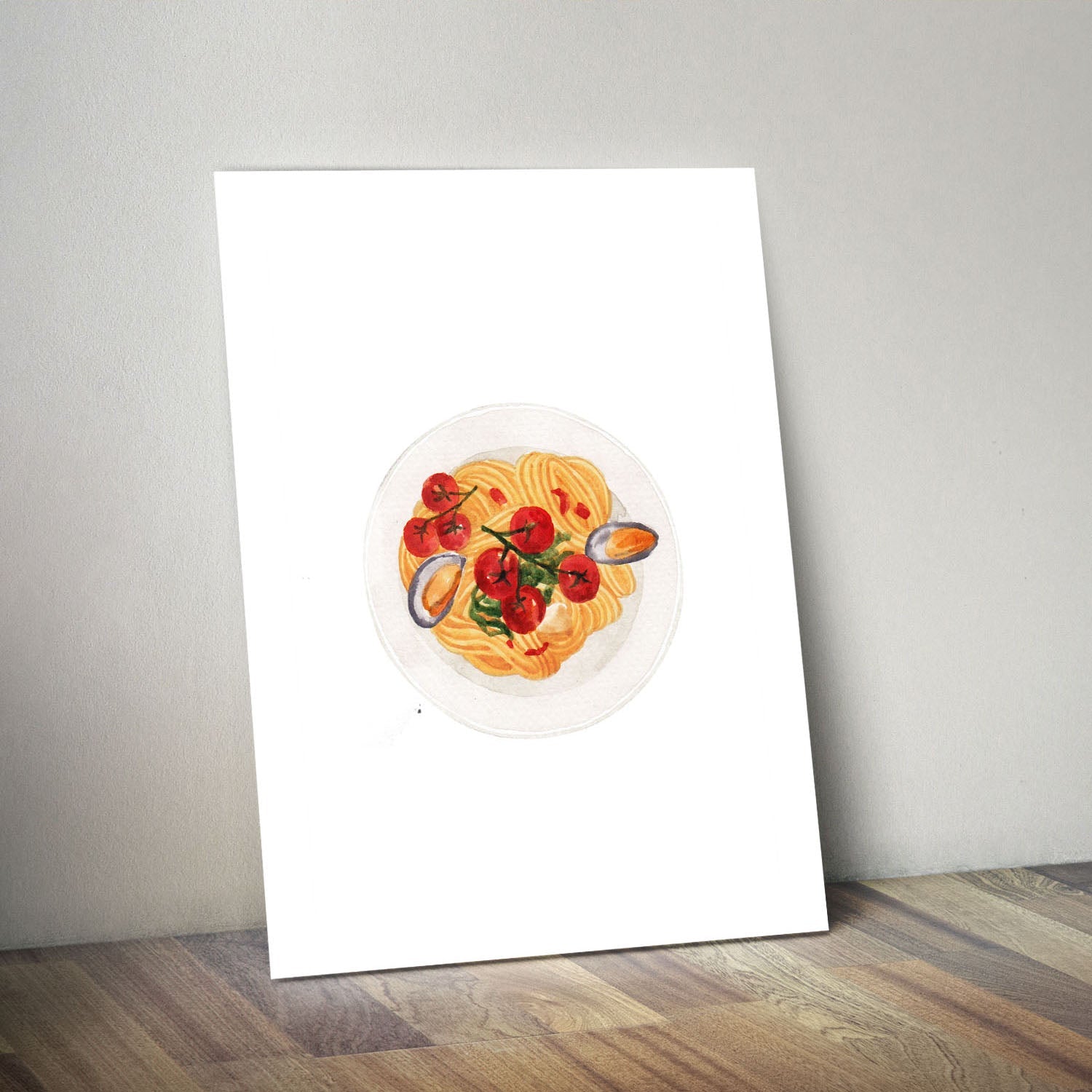 Wes Co Gallery Metal Poster Gourmet Delight Pasta Plate 11" x 14" Home Goods - Coffee White border only Metal Art Print