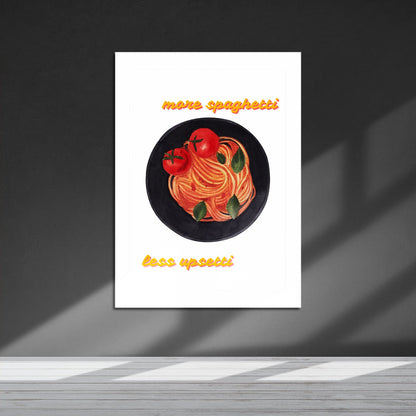 Wes Co Gallery Metal Poster Comfort Food More Spaghetti 16" x 24" Home Goods - Coffee White border only Metal Art Print