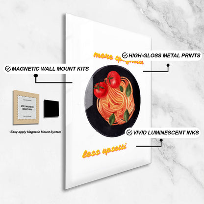 Wes Co Gallery Metal Poster Comfort Food More Spaghetti 24" x 36" Home Goods - Coffee White border only Metal Art Print