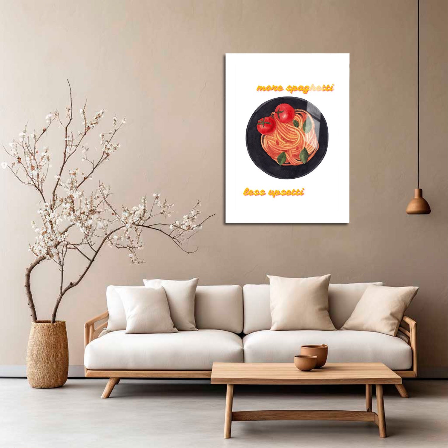 Wes Co Gallery Metal Poster Comfort Food More Spaghetti 5" x 7" Home Goods - Coffee White border only Metal Art Print