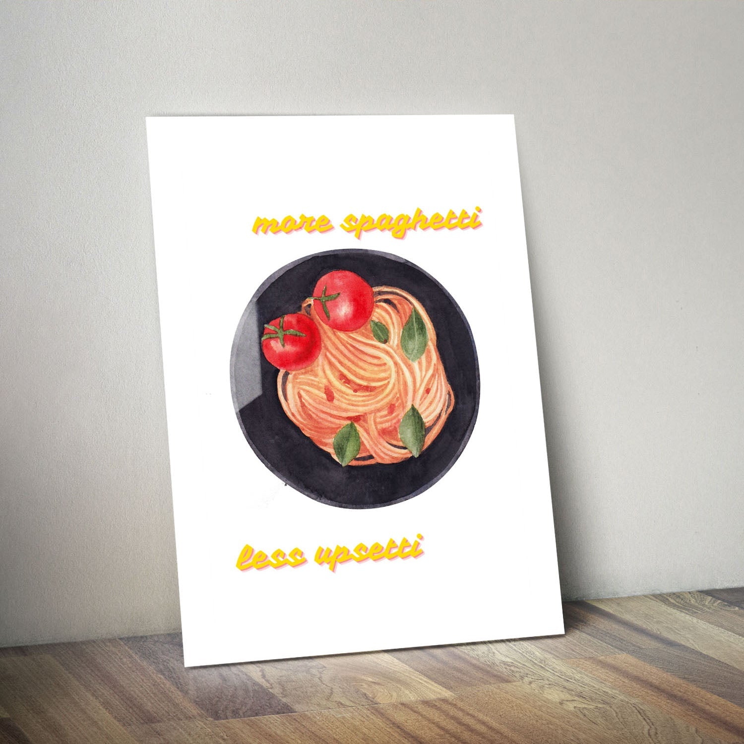 Wes Co Gallery Metal Poster Comfort Food More Spaghetti 11" x 14" Home Goods - Coffee White border only Metal Art Print