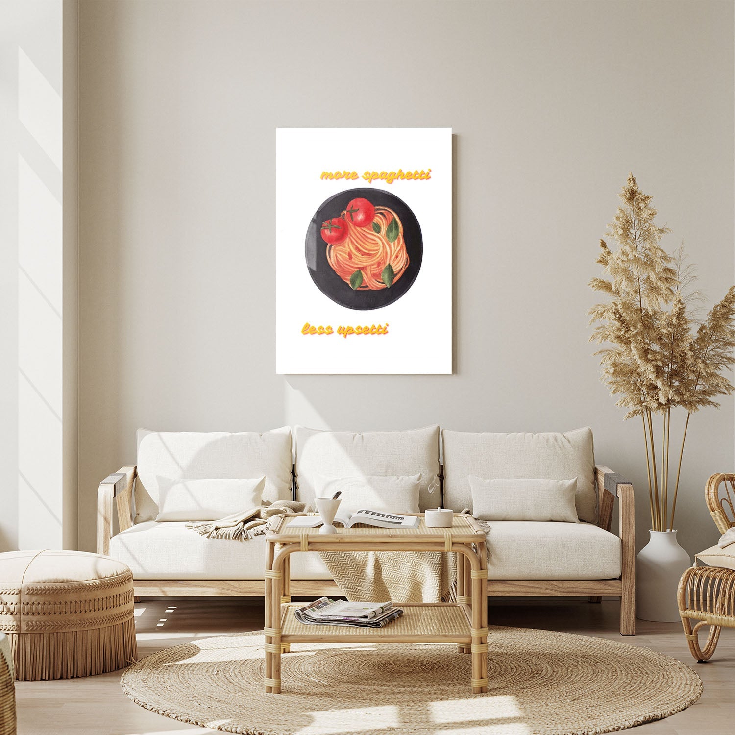 Wes Co Gallery Metal Poster Comfort Food More Spaghetti 11" x 14" Home Goods - Coffee White border only Metal Art Print