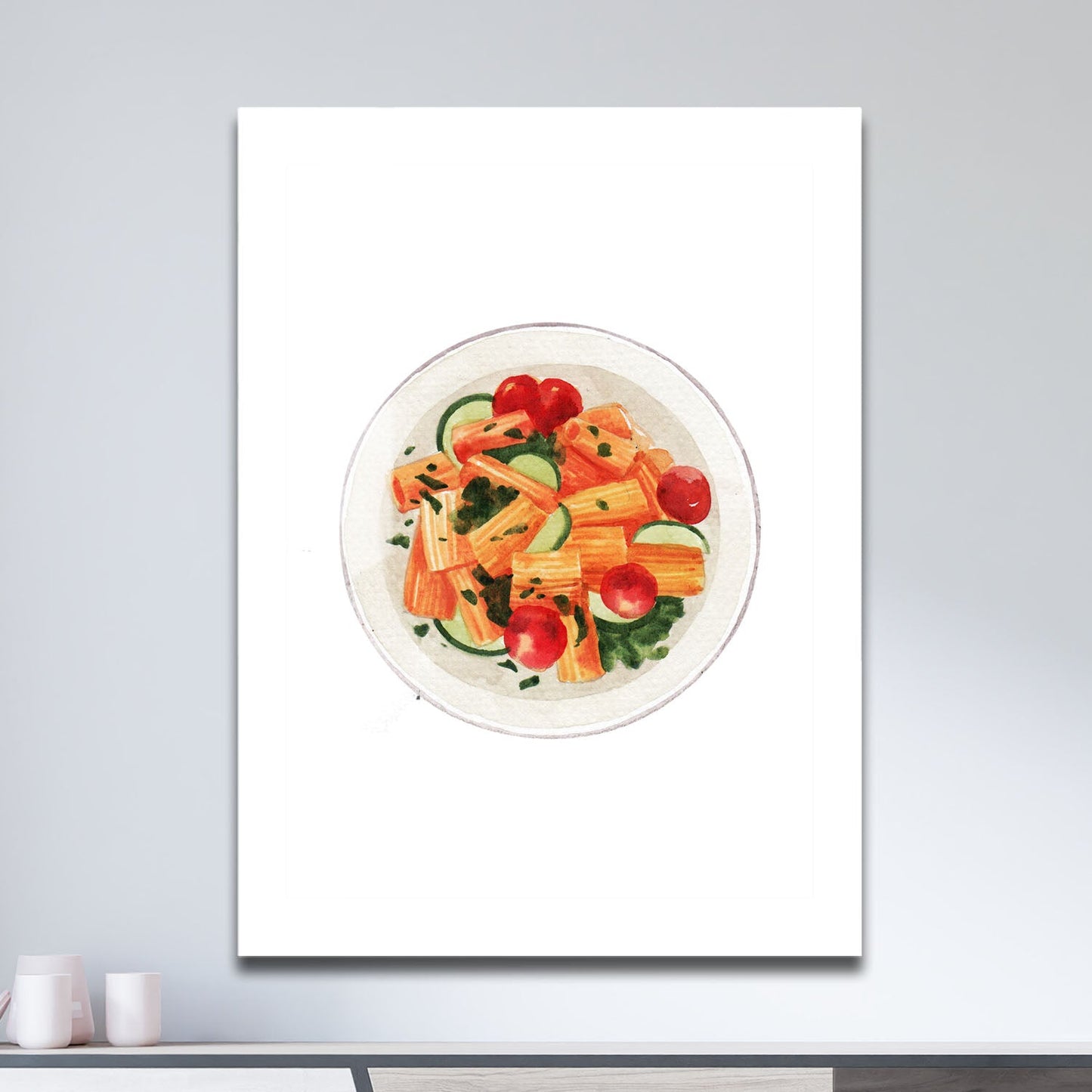 Wes Co Gallery Metal Poster Healthy Mix Veggie Pasta 11" x 17" Home Goods - Coffee White border only Metal Art Print