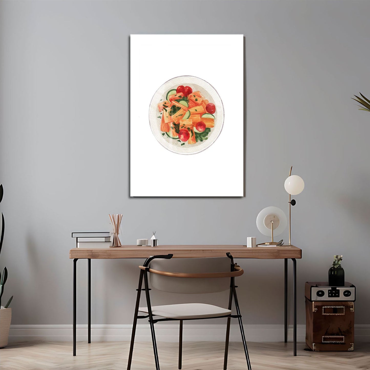 Wes Co Gallery Metal Poster Healthy Mix Veggie Pasta 24" x 36" Home Goods - Coffee White border only Metal Art Print