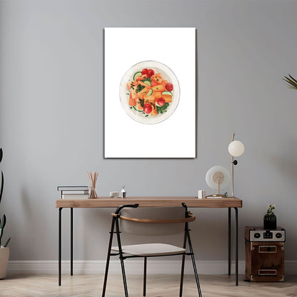 Wes Co Gallery Metal Poster Healthy Mix Veggie Pasta 24" x 36" Home Goods - Coffee White border only Metal Art Print