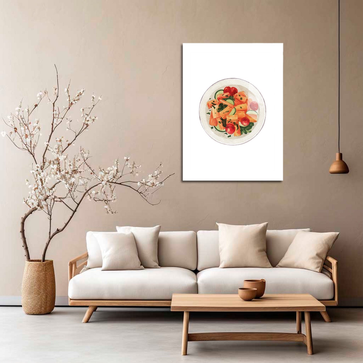 Wes Co Gallery Metal Poster Healthy Mix Veggie Pasta 5" x 7" Home Goods - Coffee White border only Metal Art Print