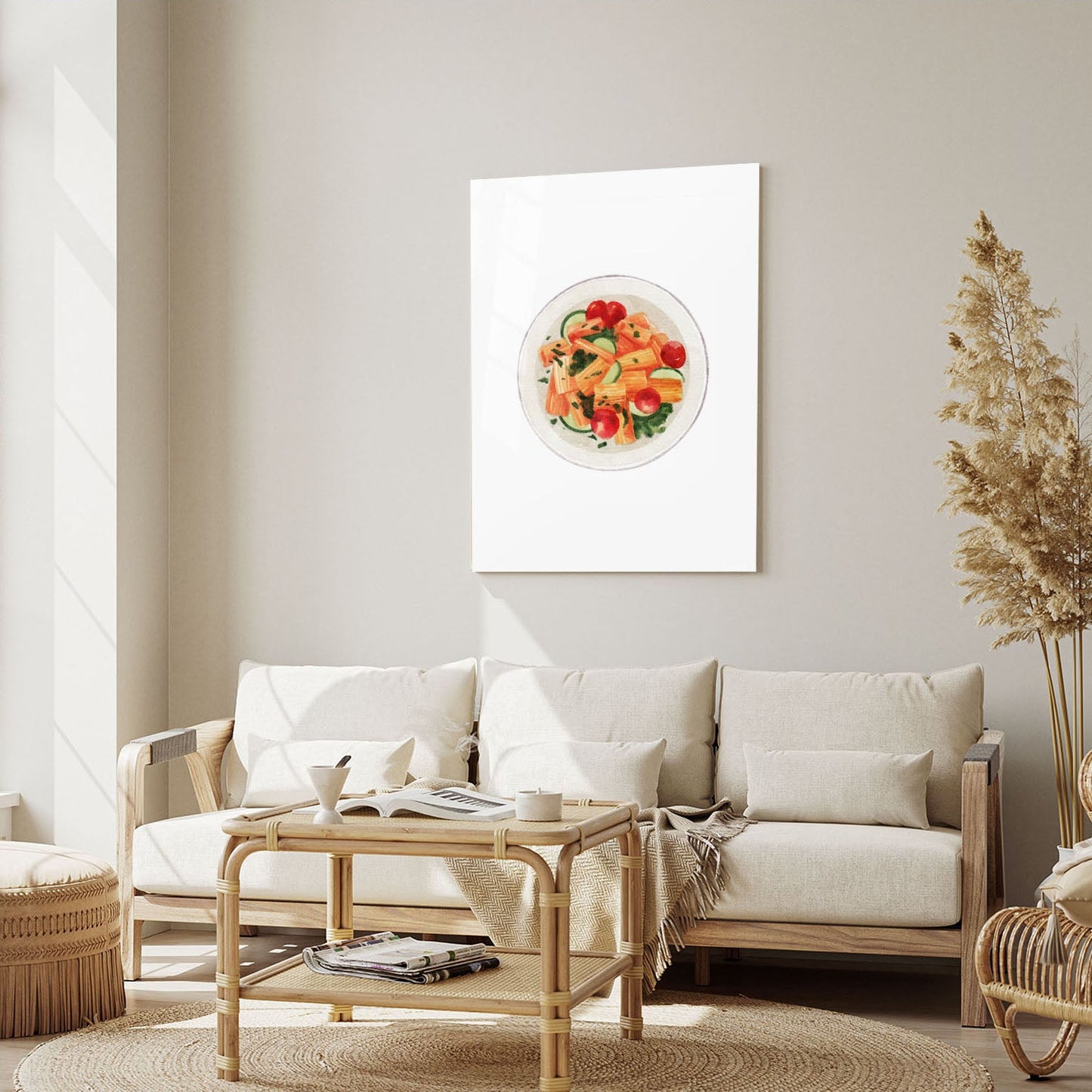 Wes Co Gallery Metal Poster Healthy Mix Veggie Pasta 5" x 7" Home Goods - Coffee White border only Metal Art Print