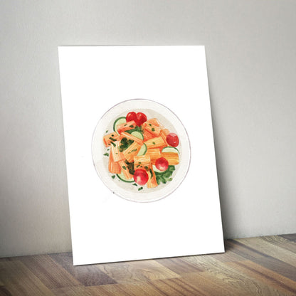 Wes Co Gallery Metal Poster Healthy Mix Veggie Pasta 11" x 14" Home Goods - Coffee White border only Metal Art Print