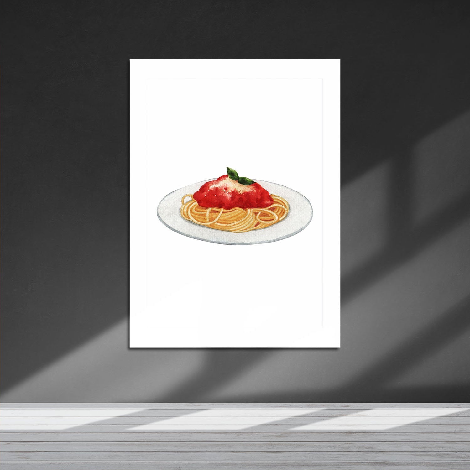 Wes Co Gallery Metal Poster Traditional Spaghetti Marinara 16" x 24" Home Goods - Coffee White border only Metal Art Print