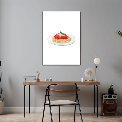 Wes Co Gallery Metal Poster Traditional Spaghetti Marinara 24" x 36" Home Goods - Coffee White border only Metal Art Print