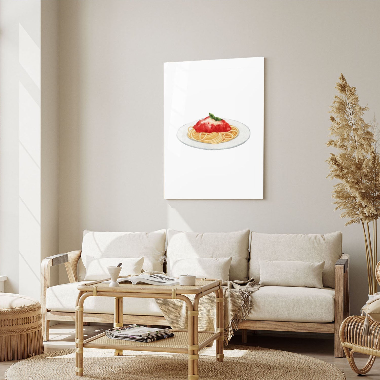 Wes Co Gallery Metal Poster Traditional Spaghetti Marinara 5" x 7" Home Goods - Coffee White border only Metal Art Print