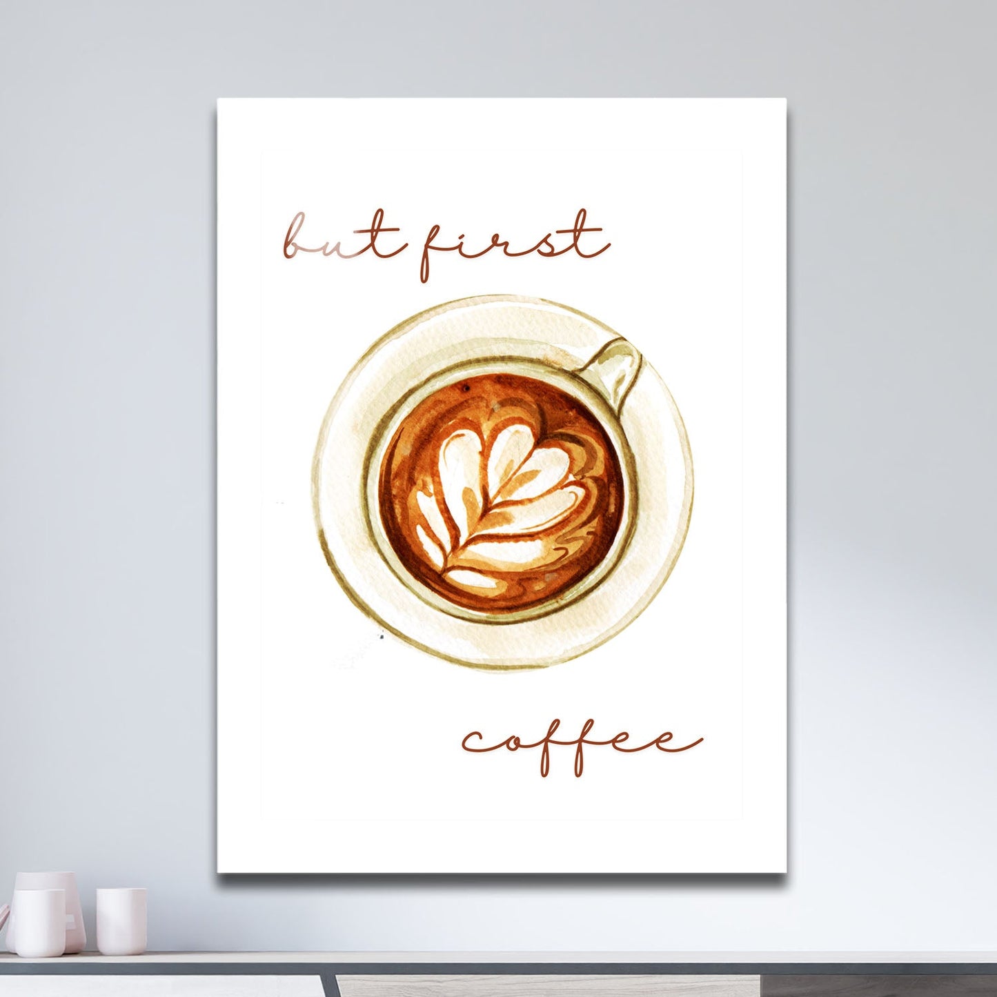 Wes Co Gallery Metal Poster Morning Ritual But First Coffee 11" x 17" Home Goods - Coffee White border only Metal Art Print