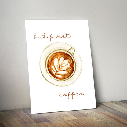 Wes Co Gallery Metal Poster Morning Ritual But First Coffee 11" x 14" Home Goods - Coffee White border only Metal Art Print