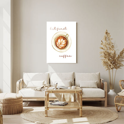 Wes Co Gallery Metal Poster Morning Ritual But First Coffee 11" x 14" Home Goods - Coffee White border only Metal Art Print