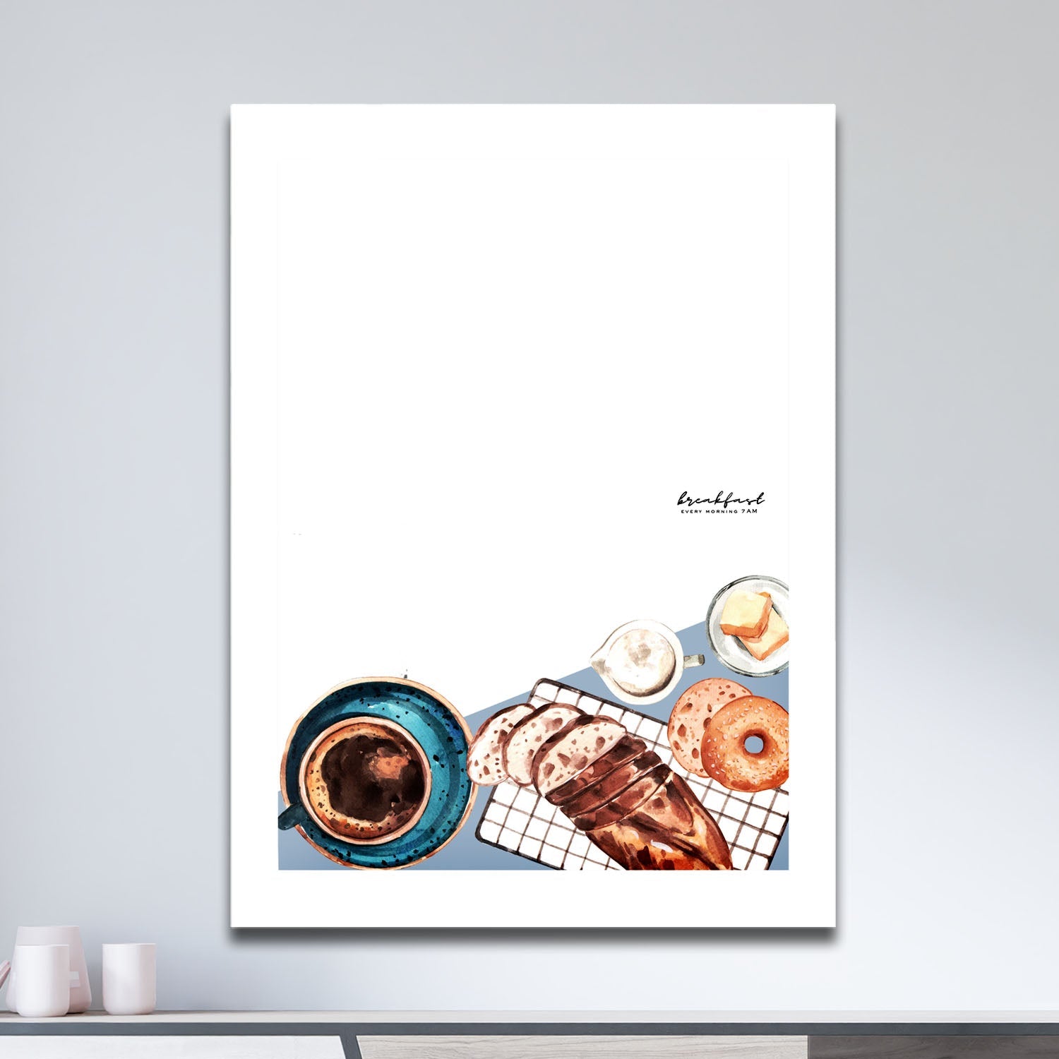 Wes Co Gallery Metal Poster Breakfast Bliss Perfect Morning 11" x 17" Home Goods - Coffee White border only Metal Art Print